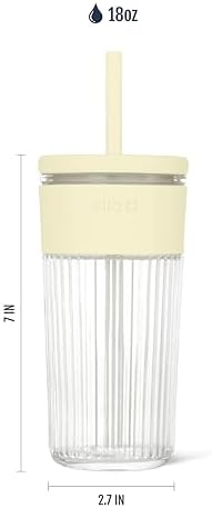 Ello Ava 18oz Glass Tumbler with Straw and Lid for Iced Coffee, Lemon - Image 4