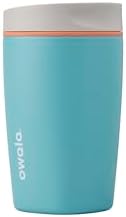 Owala SmoothSip Slider Insulated Stainless Steel Coffee Tumbler, Reusable Iced Coffee Cup, Hot Coffee Travel Mug, BPA Free 12 oz, Grey/Blue (Beachy Breeze) by Unknown