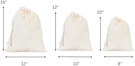 Reusable Cotton Produce Bags, Drawstring Washable, Pack of 6 - Image 7