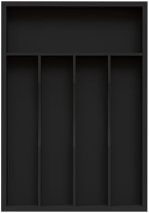 Bamboo Kitchen Sliverware Drawer Organizer (Black, 9.5''W x 13.5''D) by BEKVEMLIVING