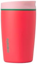 Owala SmoothSip Slider Insulated Stainless Steel Coffee Tumbler, Reusable Iced Coffee Cup, Hot Coffee Travel Mug, BPA Free 12 oz, Pink/Red (Strawberry Fields) by Unknown