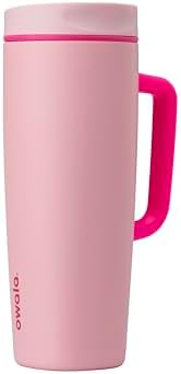 Owala SmoothSip Slider Stainless Steel Insulated Travel Mug with Handle, 100% Leak Proof, For Hot and Cold Drinks, Travel Friendly with Sliding Lock Lid, 24 oz, BPA Free, Leak Proof, Pucker Up by Unknown