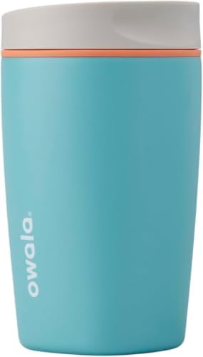 Owala SmoothSip Slider Insulated Stainless Steel Coffee Tumbler, Reusable Iced Coffee Cup, Hot Coffee Travel Mug, BPA Free 12 oz, Grey/Blue (Beachy Breeze) (Pack of 8) by Unknown