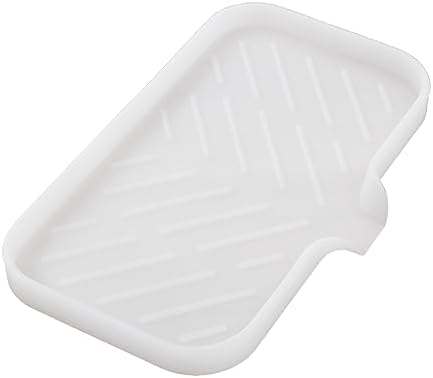 MicoYang Silicone Soap Dish with Drain Spout — Self-Draining Sink Organizer Tray for Bathroom & Kitchen, Sponges, Dispensers & Soap Holder, Non-Slip & Dishwasher Safe, Translucent (Medium, 9.6"×5.3") by MicoYang