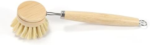 Long Handle Replaceable Head Pot Brush, Bamboo and Wood dishwashing Brush Set (2 Packs) - sisal/Mixed Brown Cleaning Brush, Suitable for Non Stick pots, Plates, Cups, etc by Unknown