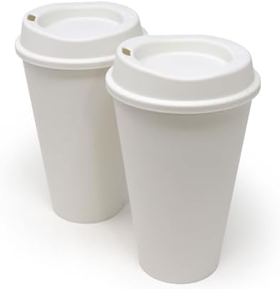Rolling Sands USA Made 16 oz Reusable Coffee Cups with Lids 2 Pk, To Go Travel Cups, Hot or Cold Drinks, Dishwasher and Microwave Safe, White by RollingSands