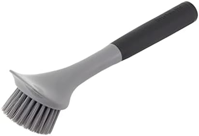 Kitchenaid Cast Iron Sink Brush to Preserve Seasoning on Cast Iron and Grills, Nylon Bristles and Soft Touch Handle for Optimal Control, Dishwasher Safe, Black and Gray by Unknown