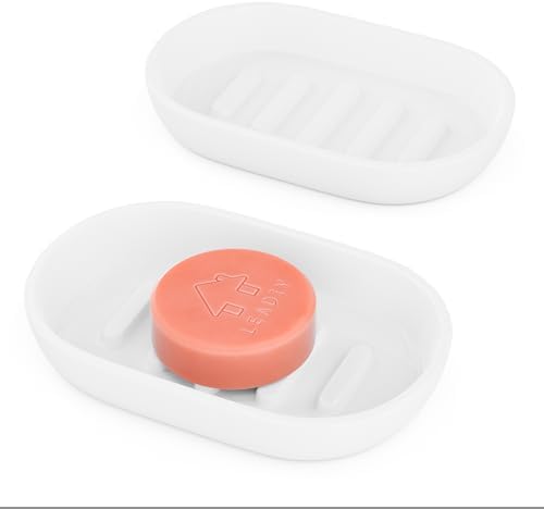2Pcs/SetBathroom Soap Dishes, Not Plastic！,Bamboo Soap Dishes Holder for Bathroom Shower, Bathroom Sink Soap Dish (White) by Leadiy