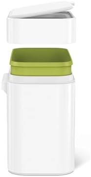 simplehuman Compost Caddy, 4L / 1.1 Gallon Countertop Kitchen Compost Bin with Magnetic Dock for Trash Can, Soft-Seal Lid, Removable Inner Bucket, White Steel - Image 3