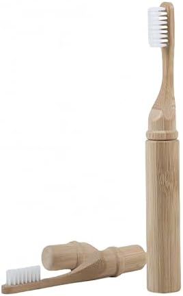 Folding Bamboo Toothbrush, Travel Toothbrush with Case Portable Kit by HUAZEXINX