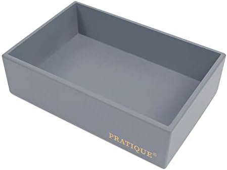 PRATIQUE Bamboo Drawer Organizer - Kitchen Utensil Organizer Silverware Tray Cutlery Holder，Office Desk Supplies and Accessories,8.9 * 5.9 * 2.6,Grey by PRATIQUE