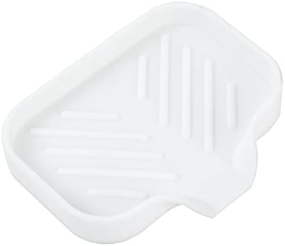 MicoYang Silicone Soap Dish with Drain Spout, Self-Draining Sink Organizer Tray for Bathroom and Kitchen, Sponges, Dispensers and Soap Holder, Non-Slip and Dishwasher Safe, White (Compact, 4.9"×3.2") by MicoYang