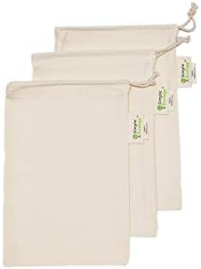 Simple Ecology Reusable Grocery Produce Shopping and Storage Bags, Organic Cotton Muslin, XSmall 3 pack by Simple+Ecology