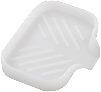 MicoYang Silicone Soap Dish with Drain Spout, Self-Draining Sink Organizer Tray for Bathroom & Kitchen, Sponges, Dispensers & Soap Holder, Non-Slip & Dishwasher Safe, Translucent (Compact, 4.9"×3.2") by MicoYang