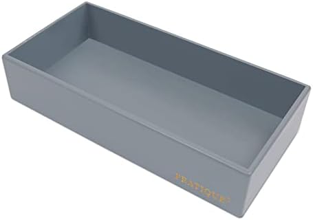 PRATIQUE Bamboo Drawer Organizer - Kitchen Utensil Organizer Silverware Tray Cutlery Holder，Office Desk Supplies and Accessories,12 * 5.9 * 2.6,Grey by PRATIQUE