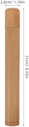 Bamboo Toothbrush Case Portable Travel Holder Round Tube Toothbrush Storage Box Lightweight for Hiking Camping Fits Standard Size Toothbrushes 2 Pack - Image 2