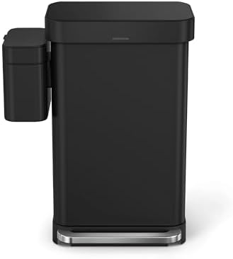 simplehuman Compost Caddy, 4L / 1.1 Gallon Countertop Kitchen Compost Bin with Magnetic Dock for Trash Can, Soft-Seal Lid, Removable Inner Bucket, Matte Black Steel - Image 5