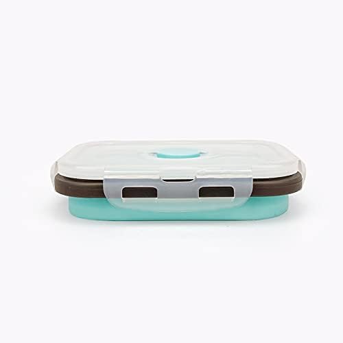 CCyanzi 3piece Collapsible Food Storage Containers with Lids, Silicone Lunch Container, Microwave & Freezer Safe, Space Saving for Kitchen Cabinet and Camping Backpack,(blue gray) - Image 7