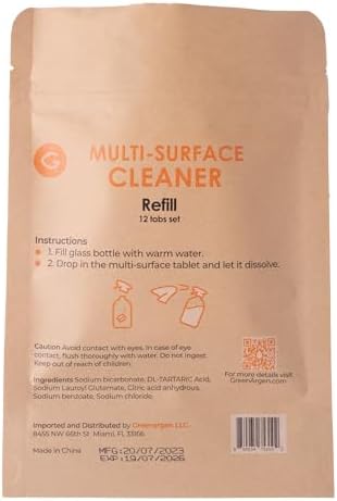 Eco Multi-Surface Cleaner Refill Tablets 12-Pack – Plastic-Free, Plant-Based, Non-Toxic – Just Add Water – Replaces 12 Plastic Spray Bottles – Orange Scent - Image 3