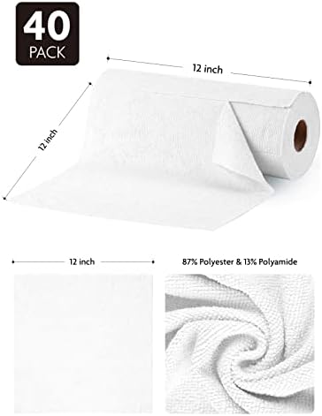 Fantasticlean Microfiber Cleaning Cloth Roll- 40 Sheets, 12" x 12" (White) - Image 5