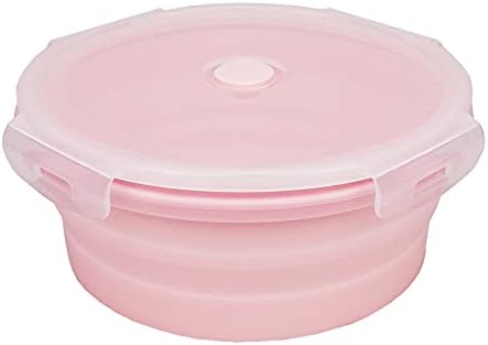 CARTINTS Silicone Collapsible Food Storage Containers-Prep/Storage Bowls with Lids – Set of 4 Round Silicone Lunch Containers – Microwave and Freezer Food Containers(pink) - Image 4