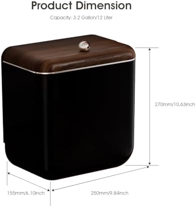 Large 3.2 Gallon Compost Bin, Under Sink Trash Can with Lid, Hanging Waste Cabinet for Office Kitchen Cupboard Bathroom Bedroom, Black - Image 2