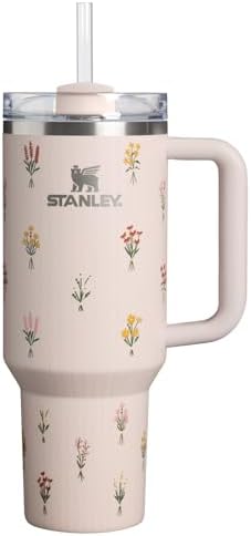 STANLEY Quencher H2.0 Flow State Tumbler, 40 oz, Rose Quartz Bouquets by Unknown