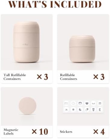 Lotour PLA Travel Toiletry Containers, Refillable Jars, Matte Beige - Image 6