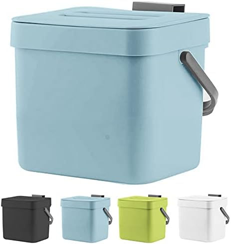 LALASTAR Kitchen Compost Bin, Hanging Trash Can with Lid for Kitchen Cabinet Door, Under Sink, Wall Mounted Waste Bin for Bathroom, 1.8 Gallon, Blue by LALASTAR