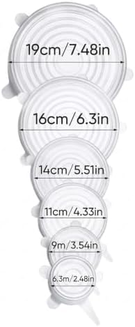 Silicone Stretch Lids, 6-Piece Reusable Bowl Covers (12, White) - Image 2