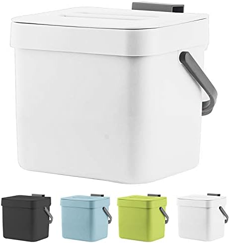 LALASTAR Trash Can with Lid, Wall-Mounted Under Sink Small Garbage Can for Kitchen, Bathroom, Hanging Plastic Trash Can, 1.8 Gallon, White by LALASTAR