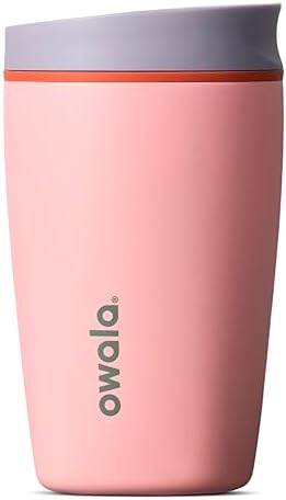 Owala SmoothSip Slider Insulated Stainless Steel Coffee Tumbler, Reusable Iced Coffee Cup, Hot Coffee Travel Mug, BPA Free 12 oz, Sugar High by Unknown