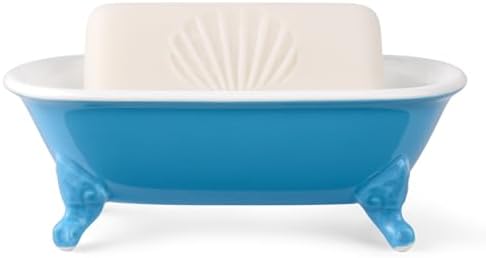 6.5" Mini Clawfoot Bathtub Soap Dish,Bar Soap Holder,Pacific Blue by NEWHENGS