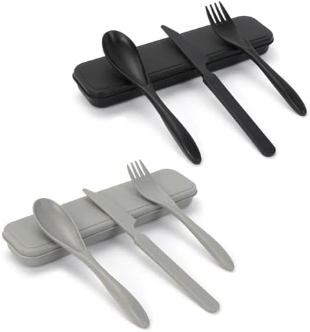 Zoyiancy 2 Sets Reusable Utensil Set with Case, Travel Utensils Black, Grey by ZoyiancyLifeButler