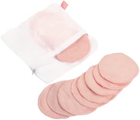 S&T INC. Makeup Remover Wipes for Skin Care with Laundry and Storage Bag, Reusable Makeup Wipes or Face Towels, Travel Essentials, Pink, 4.25 In. Diameter, 16PK by STINC