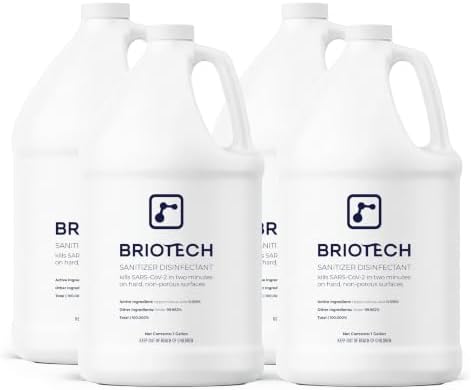 BRIOTECH Sanitizer Disinfectant Hypochlorous, Kill 99.99% of Viruses & Bacteria, Control Mold, Eliminate Odor, Gentle for Nursery & Play Rooms, Food Contact Surface Sanitizer, 1 Gallon Refill (4 Pack) by BRIOTECHUSA