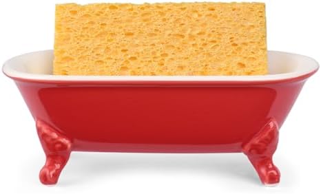 6.5" Ceramic Mini Clawfoot Bathtub Soap Dish,Bar Soap Holder,Red - Image 3