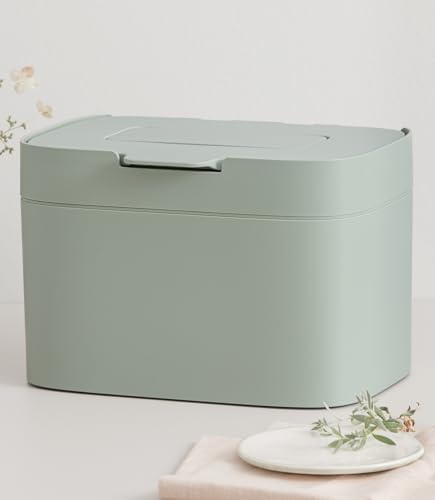 KAZAI. Compost Bin Kitchen 'Elin' | 1.2 GAL / 4.5L Countertop Compost Bin with Lid & Carbon Filter | Odor-Free, Dishwasher Safe, with Inner Bucket | Small Indoor Kitchen Composter | Sage-Green by KAZAI