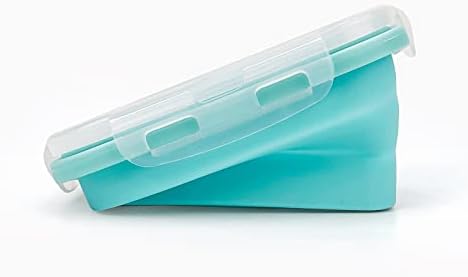 CCyanzi 3piece Collapsible Food Storage Containers with Lids, Silicone Lunch Container, Microwave & Freezer Safe, Space Saving for Kitchen Cabinet and Camping Backpack,(blue) - Image 6