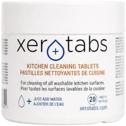 Kitchen Cleaning Tablets – Commercial Kitchen Cleaner for Grease, Food Stains & Grime – Ecocert Certified, Non Toxic & Biodegradable Formula – Safe for Food Contact Surfaces – 20 × 5g Tablets by Xerotabs
