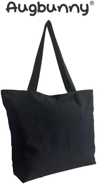 16OZ Cotton Canvas Zipper Closure Lined Grocery Shopping Beach Casual Multi Purpose Tote X-Large
