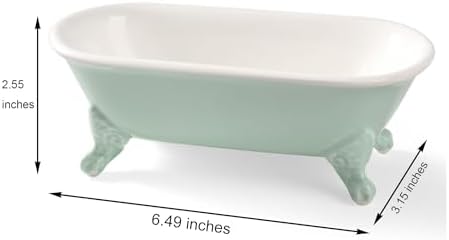 6.5" Mini Clawfoot Bathtub Soap Dish,Bar Soap Holder,Bright Teal - Image 3