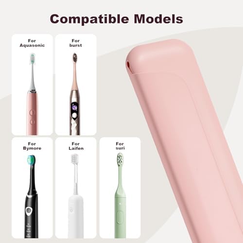 Electric Toothbrush Travel Cover - Waterproof Silicone, Fits Oral-B, Philips Sonicare, suri, burst, Aquasonic | Portable Storage Organizer Bag -Pink - Image 3