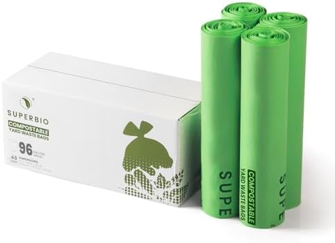 SUPERBIO 96 Gallon Compostable Lawn & Leaf Bags, Extra Thick 1.57 Mil by SUPERBIOCOMPOSTABLEBAGS