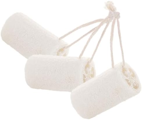 FRCOLOR Natural Loofah Sponge Dishwashing Scrubber 3pcs Set with Hanging Rope, Biodegradable Kitchen Cleaning Brush for Dishes and Pots, Multipurpose Vegetable Fiber Bowl Washing Tool by FRCOLOR