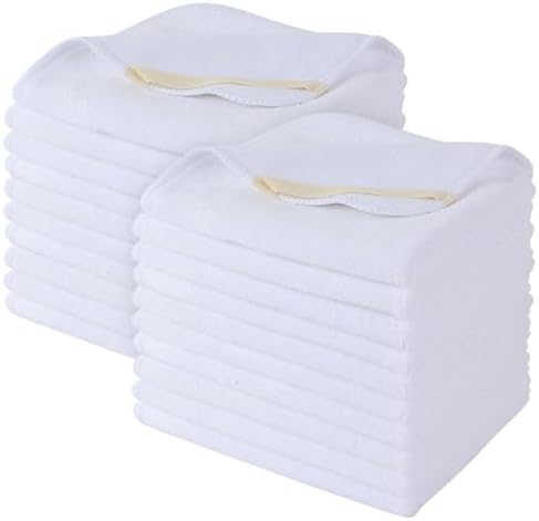 Microfiber Facial Cloths Fast Drying Washcloth 12inch x 12inch White 20 pack by SINLAND