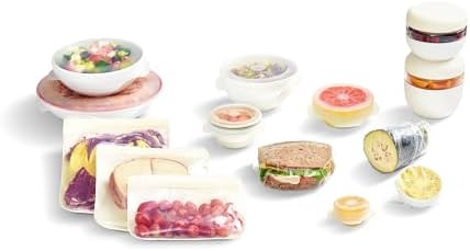 W&P Sustainable Kitchen Set, 14 Pieces (Seal Tight Bowls, Silicone Bags, Stretch Lids & Stretch Wrap) Non-Toxic, Microwave-Safe, Dishwasher-Safe - Image 3