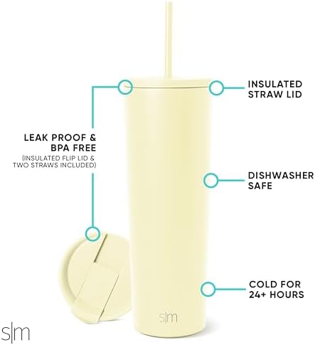 Simple Modern Iced Coffee Tumbler, Insulated | 28oz | Yellow - Image 2