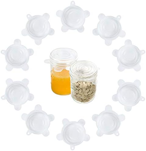 Webake Silicone Stretch Lids 10 Pack for Regular and Wide Mouth Mason Jar, Reusable Silicone Stretch Lids(Stretched to 3.5 inch), Sealed Durable Food Storage Covers Suit for Jar, Cans, Pot by Webake