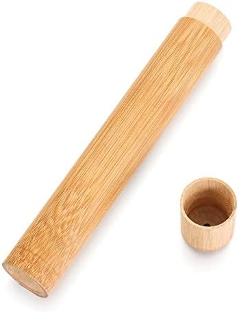 HomeSoGood 2Pcs Natural Bamboo Toothbrush Tube, Toothbrush Holder Toothbrush Case for Home and Travel 21cm - Image 3